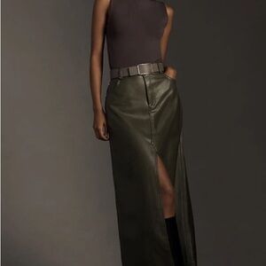 Pilcro by Anthropologie the Madi Faux Leather Front Slit Maxi Skirt NWT
